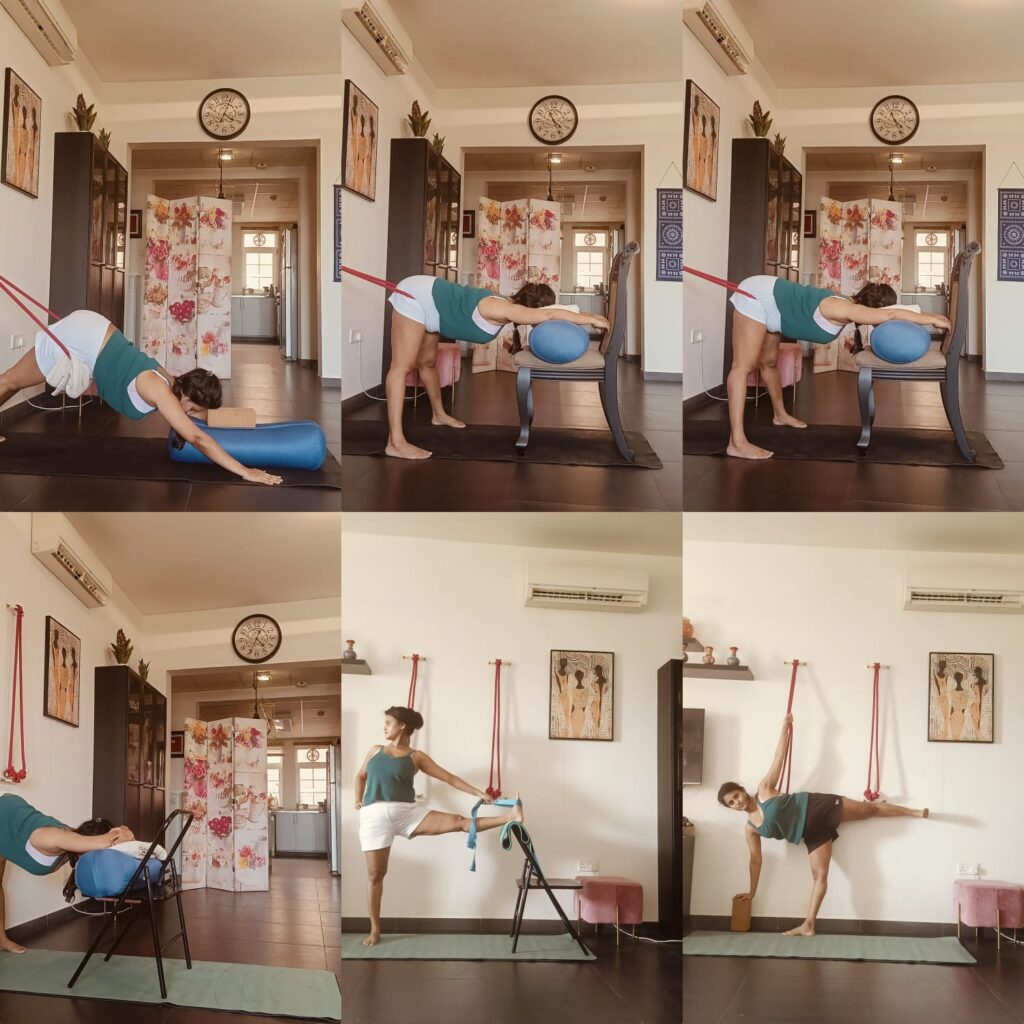 "Image showing a sequence of yoga poses designed to help relieve period pain."